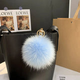 Lkblock Fluffy Real Fox Fur Ball Poms Keychain For Women Luxury Pompom Keyring Accessories Bag Decoration Emo Trinket Jewelry Gifts