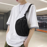 Lkblock Solid Color Couple Shoulder Bag Female College Student Chest Bag Trendy Cool Men Women Messenger Bag Casual Travel Crossbody Bag