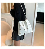 Lkblock Korean 2024 New Silver Butterfly Fashion Large Capacity Casual Women's Shoulder Bags Versatile Commuting Tote Bag for Girls Ins