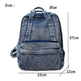 Lkblock Blue denim women backpack casual large capacity laptop school zipper girl backpack top handle fashion travel backpack for women