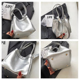 Lkblock Advanced Beauty Style Silver Crossbody Bags for Women Fashion Handbags Short Top Handle Leather Luxury Brand Party Tote Bag