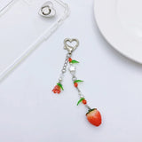 Lkblock Cherry Pendant Fashionable Strawberry Keys Holder Keychains Keyring Ornaments Backpack Pendant for Keys Bag