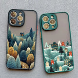 Lkblock Night Snow Mountain Forest Scenery Phone Case For iPhone 15 14 Pro Max Plus 16 13 12 Mini 11 Pro Max XR XS X 7 8 SE2 Covers