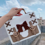 Lkblock Japanese Crossbody Bag for Women Fashion Sweet Handbags 2023 New Arrive Cute Lolita Style Bow PU Y2K Shoulder Bags Bolsas Mujer