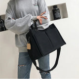 Lkblock Canvas Simple Totes With Many Pockets Messenger Bags Large Capacity Shoulder Bag Female Big Handbag