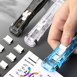 Lkblock Mini Traceless Reusable Hand Clamp Push Stapler Paper Book File Office School Student Binder Binding Tools Supplies Accessories