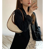 Lkblock Canvas Half-Moon women Shoulder Bags Luxury Designer armpit bags Small Fashion patchwork Female Handbags and Purses