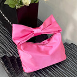 Lkblock Korean Casual Pillow Bags For Women Luxury Designer Handbag And Purse 2024 New In Satin Bow Bit To Handle Small Cloth Hand Wrist