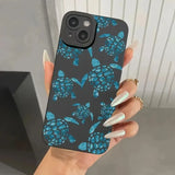 Lkblock Black Sea Turtle Print Silicone Phone Case for iPhone 16 15 14 Pro Max 11 12 13 Pro Mini 7 8 Plus X XR Camera Protection Cover