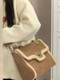 Lkblock Vintage Brown Tote Bag Women Autumn Winter New Handle Large Capacity Shoulder Bag Female Casual Crossbody Bags Briefcase