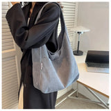 Lkblock Canvas Shoulder Women's Tote Bag Corduroy Simple Casual Large Capacity Designer Handbags For Women Travel Solid Shopper Bag