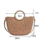 Lkblock Straw Woven Handbags For Women Handmade Travel Seaside Beach Bag Summer New Handle Bucket Bag Shopping Tote Bag Basket Bolsa 50.99