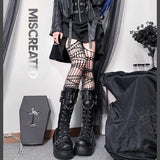 Lkblock Metal Buckle Chunky Platform Punk Boots Women Winter Gothic Thick Bottom Knee High Boots Woman Black Wedges Cosplay Shoes