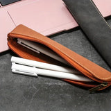 Lkblock Simple Zipper Pen Holder PU Leather Pencil Bag Fountain Pen Storage Pouch Portable Pen Sleeve Case School Office Supplies