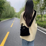 Lkblock Simple Solid Color Faux Fur Women's Shoulder Bags Luxury Soft Plush Tote Crossbody Bag for Ladies Female Fluffy Handbags Purse