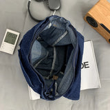 Lkblock Hong Kong StyleTooling Package Large Capacity Denim Satchels Lazy Style Canvas Women Shoulder Bags Simple Crossbody Bags Man