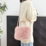 Lkblock Luxury Faux Fur Ladies Square Shoulder Bags Winter Fluffy Female Crossbody Bag Soft Furry Plush Women's Small Handbags Purse