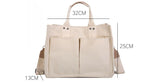 Lkblock Canvas Simple Totes With Many Pockets Messenger Bags Large Capacity Shoulder Bag Female Big Handbag