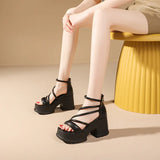 Lkblock Women Platform High Heels Wedges Buckle Slope Sandals Women Shoes Summer New Fashion Thin Band Thick Sole Pumps Zapatos De Mujer