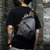 Lkblock Vintage Canvas Men Chest Bag Fashion Men Canvas Sling Bag Zipper Leisure Durable Crossbody Bag for Youth