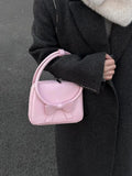 Lkblock Korean 2024 New Sweet Pink Bow Women's Handbag Versatile Small Square Bag Fashion Minimalist Cute Ins