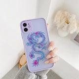 Lkblock Dragon Pattern Ink Brush Painting Phone Case for iPhone X XR XS 7 8 Plus SE 2020 16 15 12 13 14 11 Pro plus Max Back Cover Funda