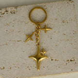 Lkblock Y2K Gold Plated Keychains Star Stainless Steel Key Rings For Women Men Friendship Gift Handbag Bag Decoration Handmade Jewelry