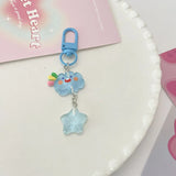 Lkblock Cute Mood Cloud Star Keychain Girls Cartoon Kawaii Key Chain for Women Couple Children Bag Charms Kpop Jewelry Key Accessories