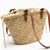 Lkblock Luxury Design Straw Woven Tote Bags Summer Casual Large Capacity Handbags New Fashion Beach Women Shoulder Simple Style Shopping