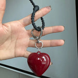 Lkblock Exquisite Temperament Red Heart Bow Charms Keychain Versatile Phone Pendant Fashion Backpack Hanging Ornament Accessories Gifts