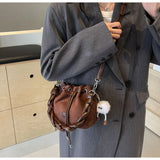 Lkblock PU Women Messenger Bag 2024 New Autumn Winter Frosted Retro Design Ladies Shoulder Portable Bucket Bags