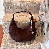 Lkblock Vintage Suede Tote Bag For Women Autumn Winter New Large Capacity Commute Shoulder Handbags Fashion Trend Underarm Bags Hobo Bag