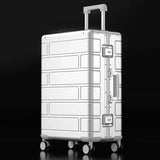 Lkblock All Aluminum Magnesium Alloy Rolling Luggage Case TSA Combination Lock Large Travel Bag with Wheels Business Hand Luggage