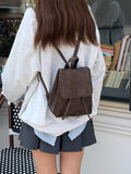 Lkblock Vintage Brown Mini Backpack Women Retro Hot Girls Leather Chic Casual Backpacks Female Harajuku Y2k Mochilas Aesthetic