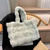 Lkblock Overlarge Plush Tote Bag Winter Faux Fur Bags for Women Shoulder Bag Fluffy Warm Handbag Designer Soft Shopper Purses Female New