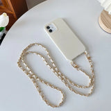 Lkblock DIY Luxury Pearl Chain Crossbody Strap Shockproof Acrylic Lanyard Phone Case for iPhone 14 13 12 PRO 15 Pro Max X XS 12 MINI