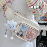 Lkblock Kawaii Japanese Y2K Chest Bag Women Lolita Cute Crossbody Bag Girls Transparent Itabag Purses and Handbags Waist Ita Bag