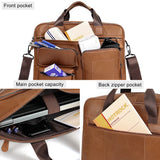 Lkblock Genuine Leather Messenger Bags Men's Briefcase for 15.6" Laptop Office Business Tote Bag Portfolio for Document New