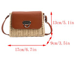 Lkblock Summer Straw Bag For Women Woven Handmade Handbag   pearl Lady Tote Small square bag Vacation Beach Bag shoulder crossbody bag