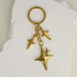 Lkblock Y2K Gold Plated Keychains Star Stainless Steel Key Rings For Women Men Friendship Gift Handbag Bag Decoration Handmade Jewelry