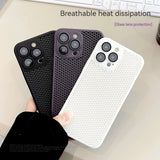 Lkblock Heat Dissipation Breathable Cooling Phone Case for IPhone 15 14 13 12 11 Pro Max 15 14 Plus Solid Color Hollow Shockproof Cover