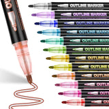 Lkblock Double Line Contour Pen for Children,Color Dream Metal,Hand Account Fluorescent Pen,greeting Card,Children's Graffiti,Color Suit