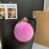 Lkblock Fluffy Real Fox Fur Ball Poms Keychain For Women Luxury Pompom Keyring Accessories Bag Decoration Emo Trinket Jewelry Gifts