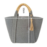 Lkblock Women Handbag New Ins Simple Fashion Versatile Cotton Rope Woven Bag Straw Woven Bag Holiday Beach Bag Bags