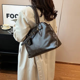 Lkblock PU Leather Retro Tote Bag for Women 2024 Winter Trend New Fashion Y2K Handbags Females Travel Shoulder Crossbody Bags