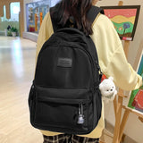 Lkblock Women's Backpack Schoolbag for Teenage Girls Knapsack Student School Backpacks Solid Color Multi-pocket Woman Travel Book Bag