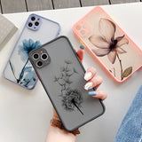 Lkblock Luxury Vintage Rose Flower Phone Case for iPhone 7 8 Plus SE2 X XR XS MAX 12 13 14 11 15 Pro Max Black Back Shockproof Covers