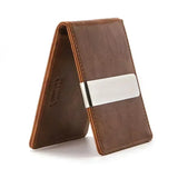 Lkblock New Fashion Men's Leather Money Clips Wallet Multifunctional Thin Man Card Purses Women Metal Clamp For Money Cash Holder