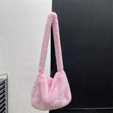 Lkblock Soft Faux Fur Ladies Messenger Bags Fashion Large Capacity Plush Women's Shoulder Bag Simple Solid Color Female Fluffy Handbags