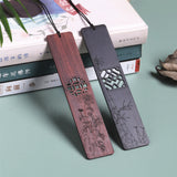 Lkblock Simple Carving Wooden Bookmarks Chinese Style Plum Orchid Bamboo Pattern Book Mark Reading Tools Vintage Stationery Supplies